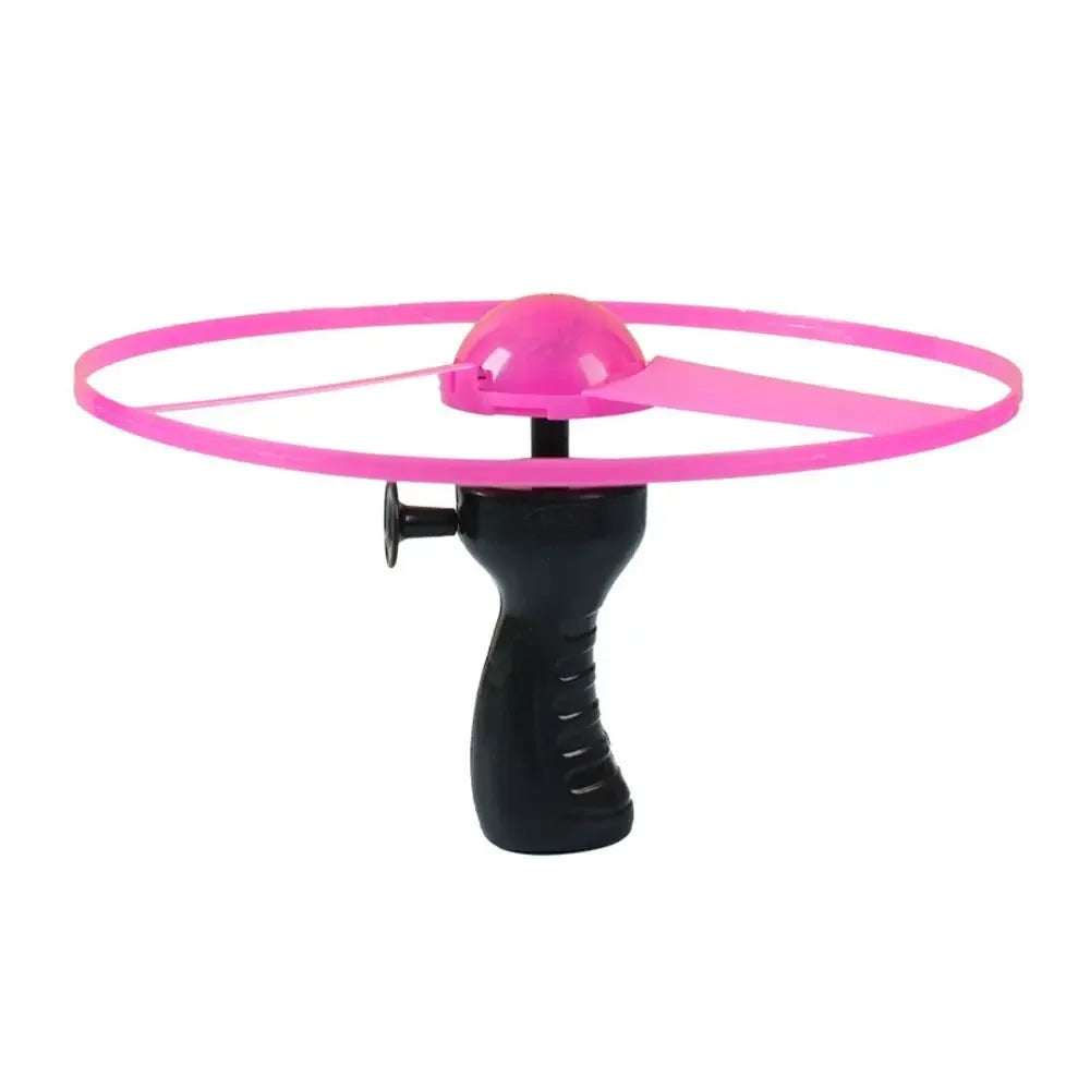 LED Luminous Flying Disc Toy – Pull String Spinning UFO for Kids