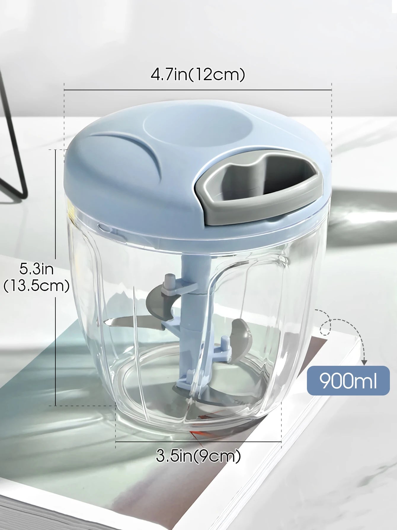 Manual Ginger & Garlic Grinder 500ml/900ml Handheld Food Vegetable Cutter