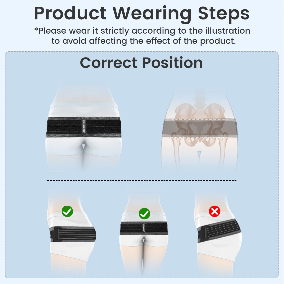 VELPEAU SI Joint Hip Belt for Lower Back Pain & Postpartum Recovery