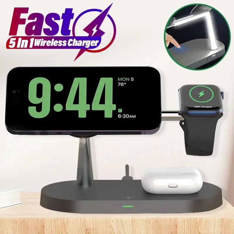 3 in 1 Wireless Charger Stand Magnetic For iPhone 12 13 14 15 16 Fast Charging Station for Apple Watch 9 8 7 6 5 Airpods 2 3 Pro