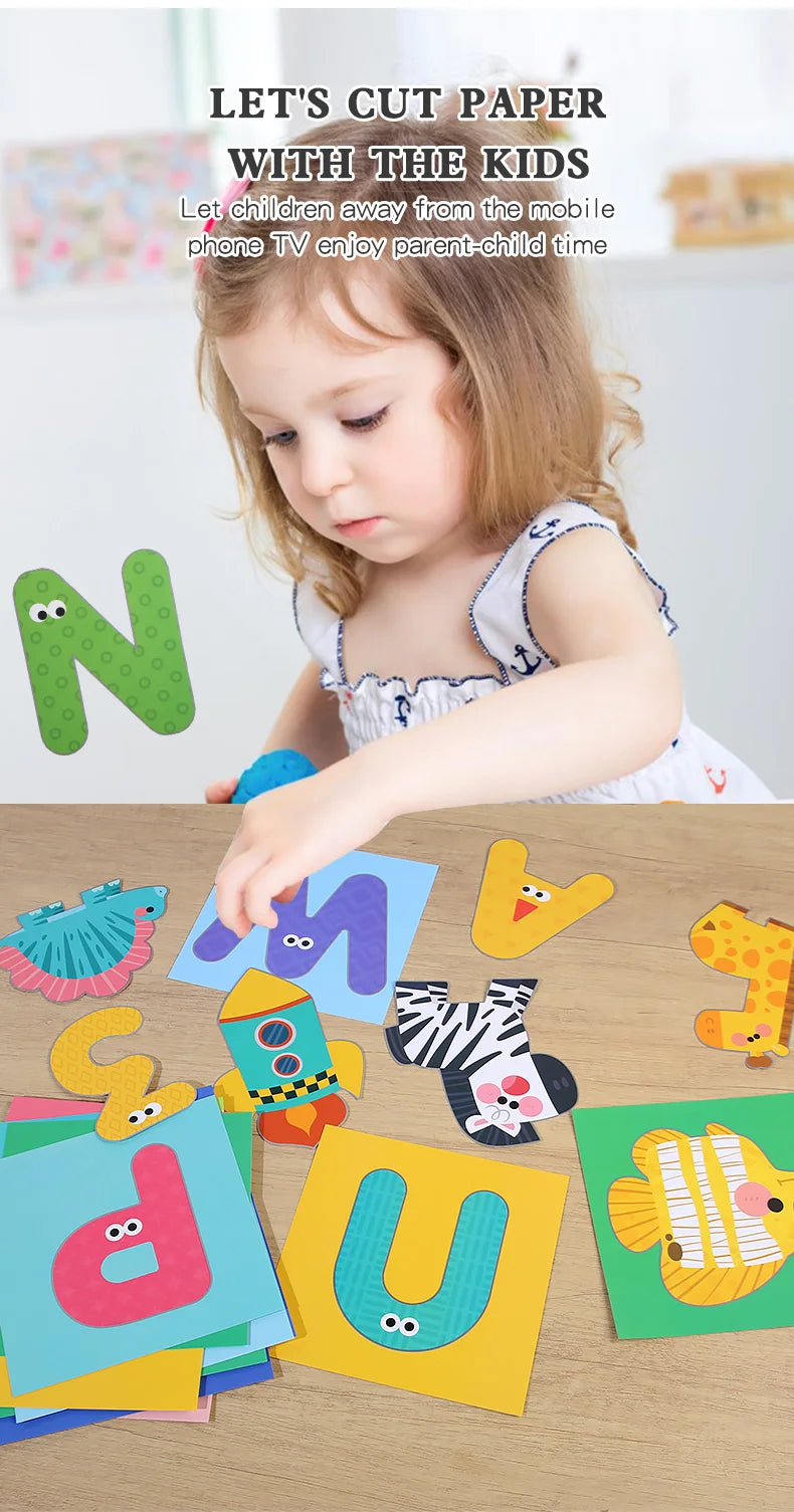 40Pcs Kids Origami & Paper-Cut Craft Set – Cartoon Animal Educational Art Toy for Early Learning