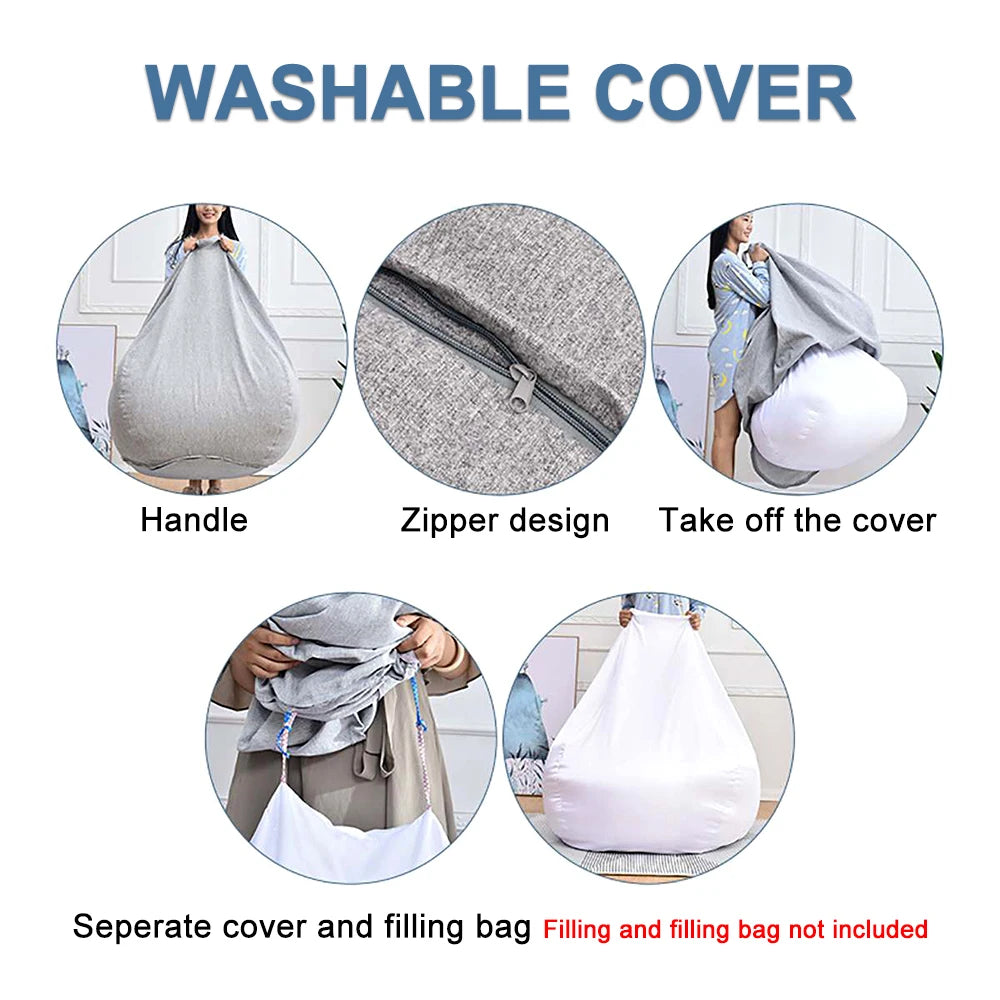 Lazy Sofa Cover – Large Bean Bag Cover Without Filler for Adults | Soft Tatami Lounger Seat Cover for Bedroom & Living Room