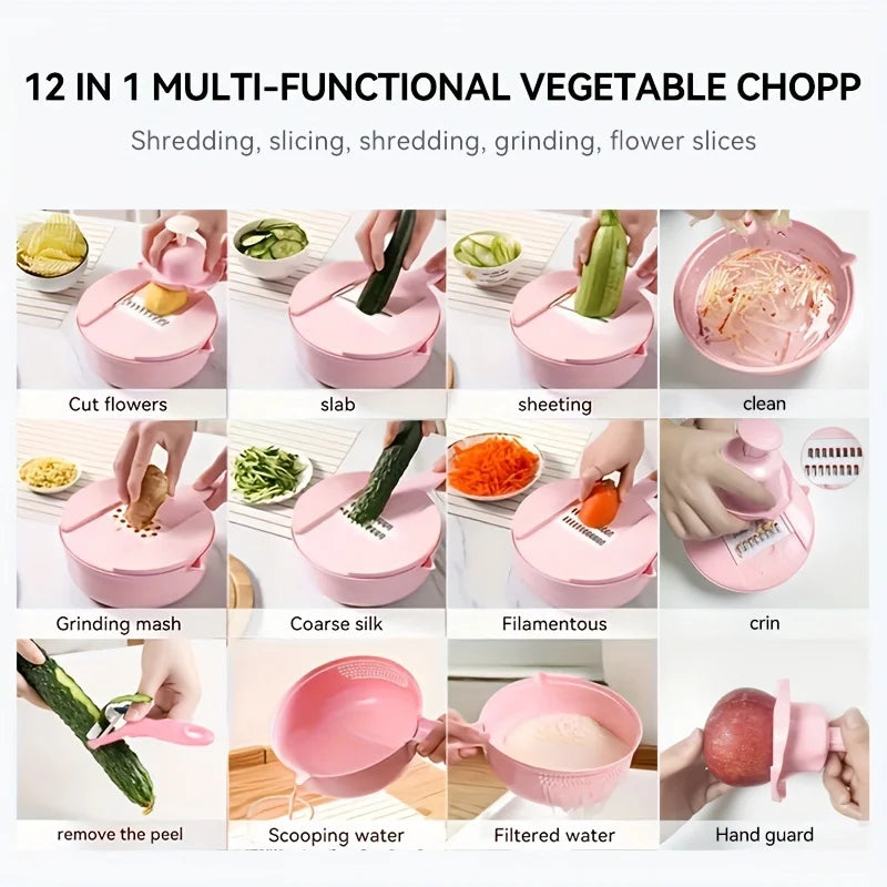 12-in-1 Multi-Functional Vegetable Chopper & Slicer