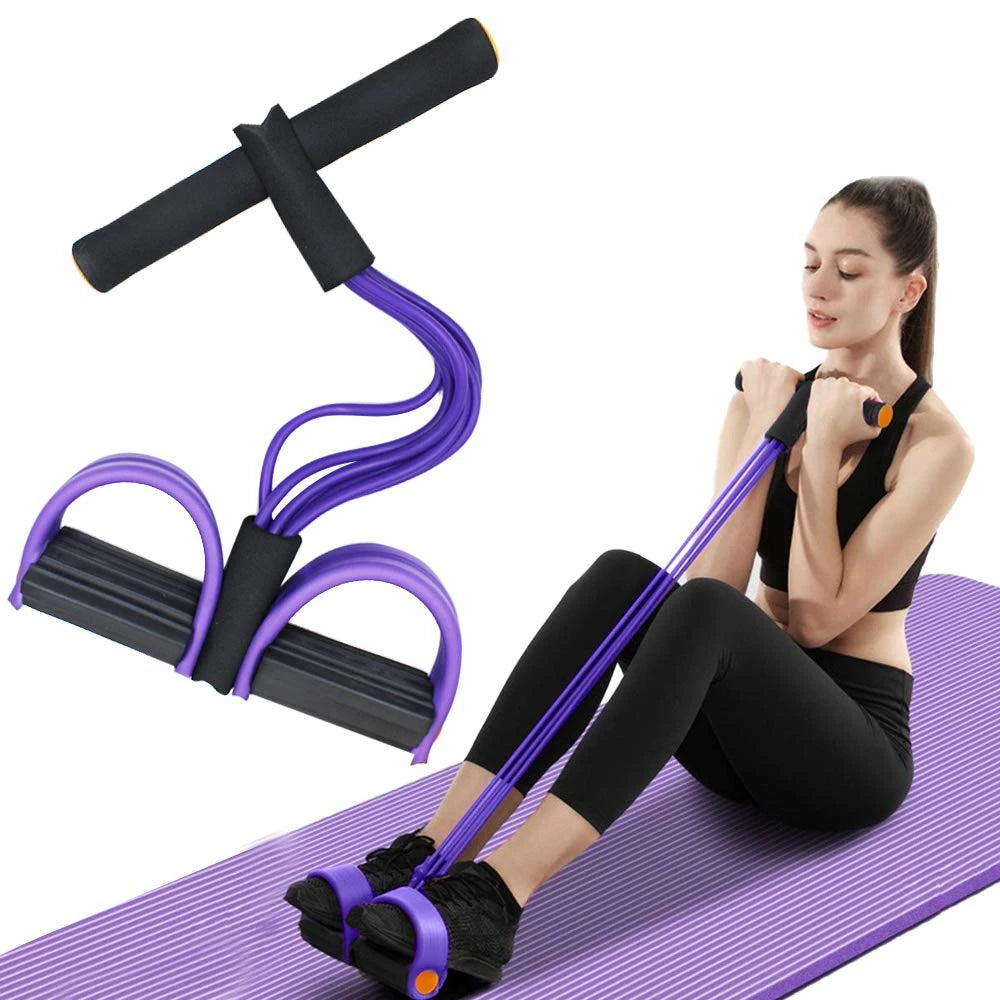 6-Tube Resistance Band Set – Multi-Function Fitness & Yoga Tension Rope with Pedal Puller