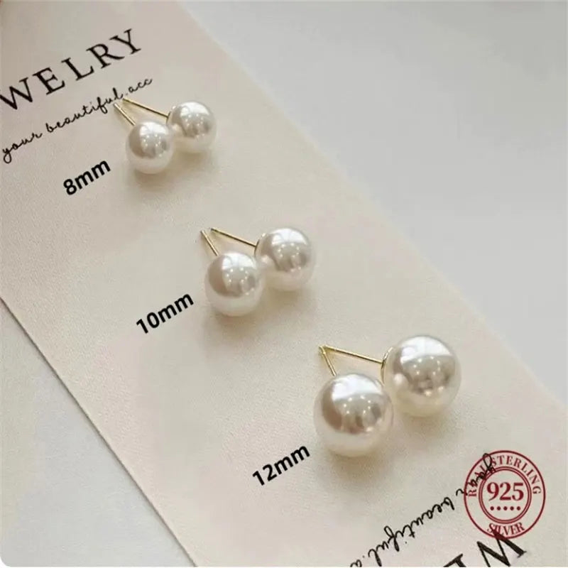 SOMILIA 925 Sterling Silver Japan Pearl Stud Earrings – Elegant Ball Jewelry for Women