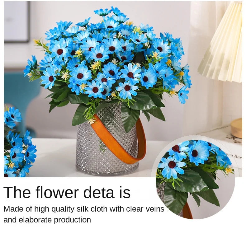 5 Fork 15-Head Artificial Daisy & Chamomile Flower Stems – Wedding & Home Party Decor