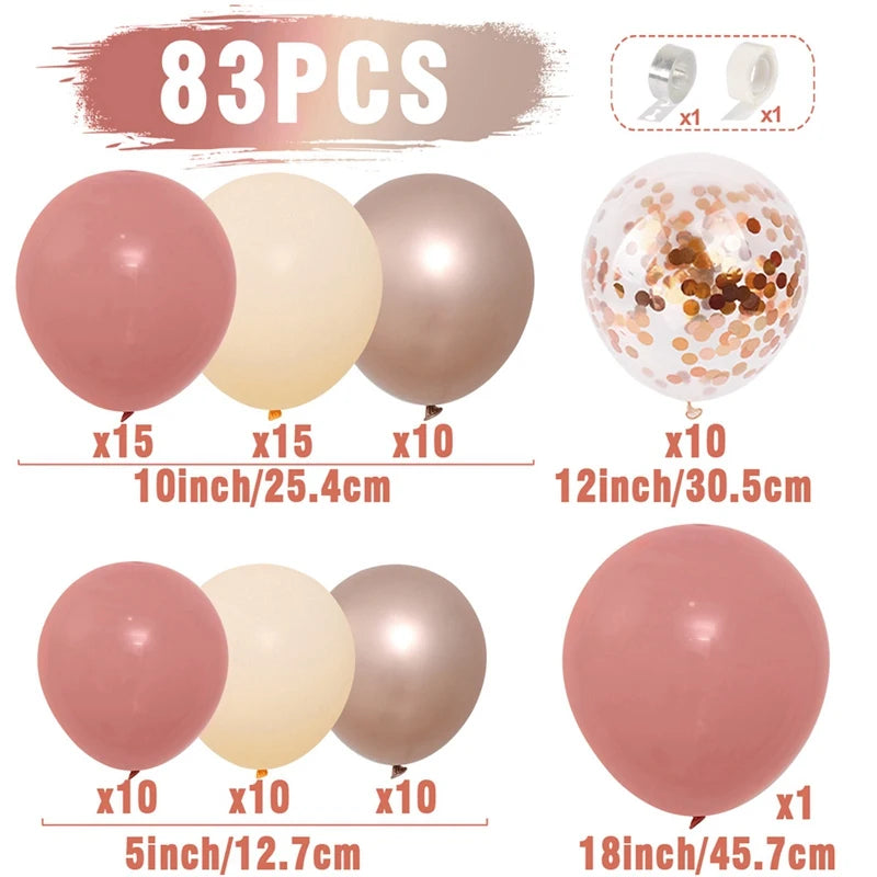 Pink Balloon Garland Kit – Retro Metallic Blush Champagne Gold Arch for Party & Wedding