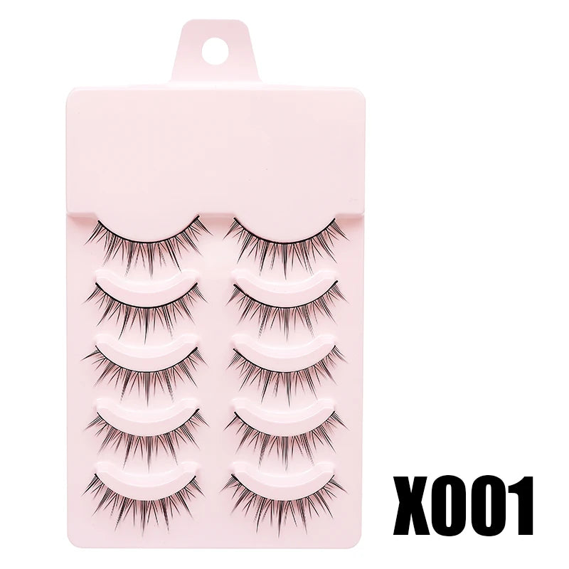 DINGSEN Anime Fake Eyelashes – 5 Pairs Natural Manga Lashes with Clear Band