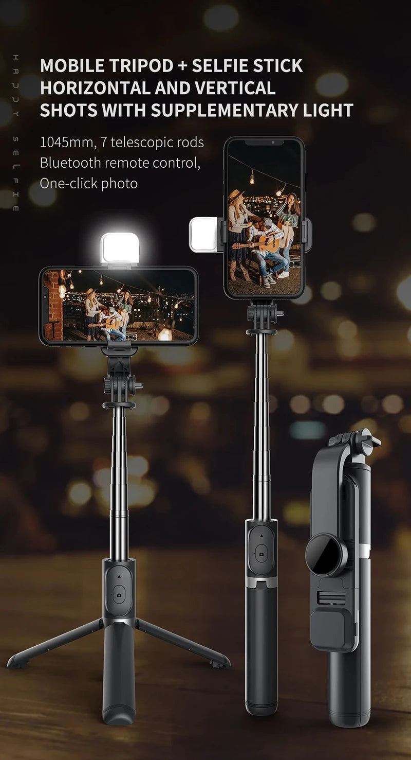 Xiaomi Selfie Stick 1045mm Bluetooth Tripod with LED Fill Light & Remote Shutter – Wireless Extendable Selfie Stand for Android & iPhone