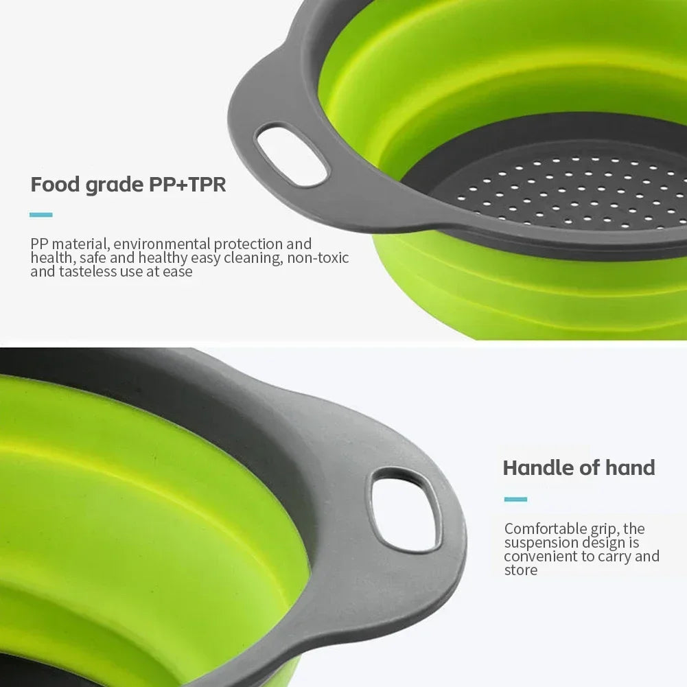 Silicone Folding Drain Basket – Collapsible Fruit & Vegetable Strainer