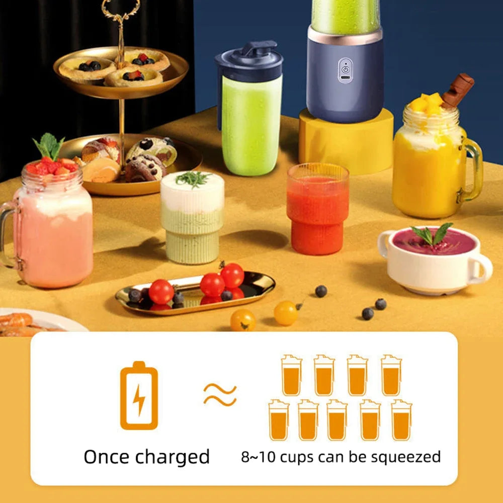 6-Blade Portable Electric Juicer Cup USB Rechargeable Personal Blender