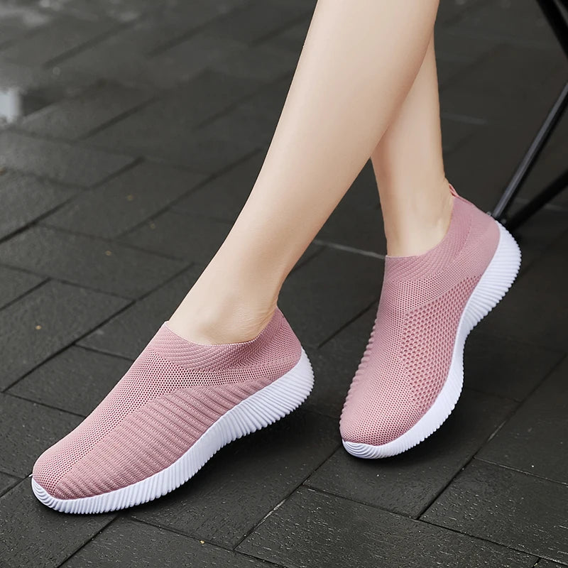 New Pink Women’s Sneakers – Comfortable Breathable Slip-On Casual Flats