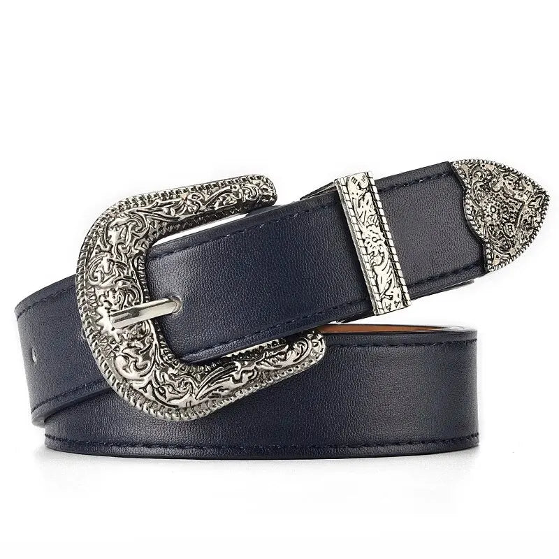 Vintage Carved PU Leather Belt – Punk Hip Hop Y2K Style Unisex