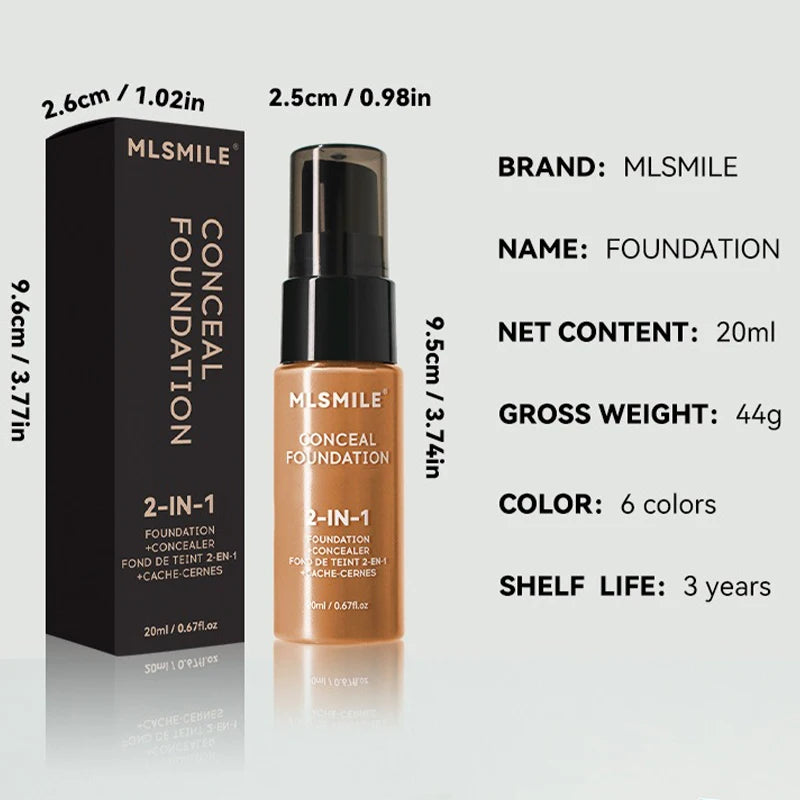 Face Foundation Cream – Oil-Control Matte BB Cream, Waterproof Full Coverage Liquid Concealer Base