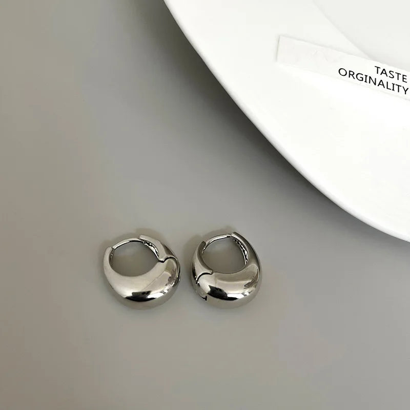 Stainless Steel Chunky Hoop Earrings – Smooth Round Circle Statement Jewelry for Women & Girls