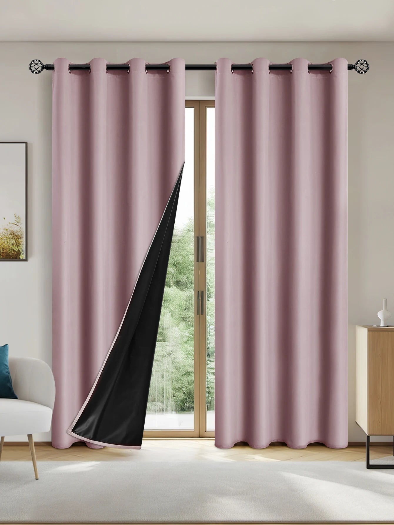 1pc Solid Blackout Curtain with Grommets – Total Privacy Bedroom Drapes