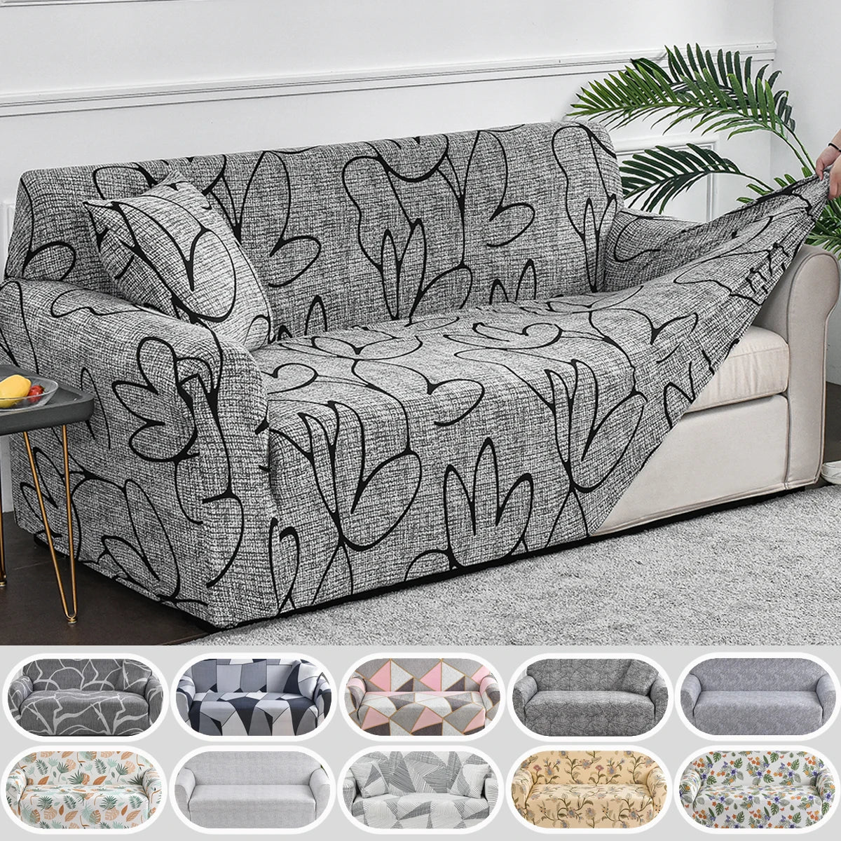 Floral Elastic Spandex Sofa Cover – Anti-Dirty Furniture Protector for Home & Office Décor