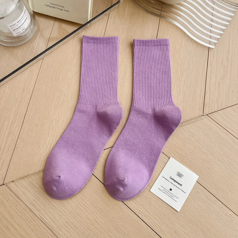 Japanese Fashion Sports Socks – Unisex Cotton Street Style Crew Socks for Autumn & Winter