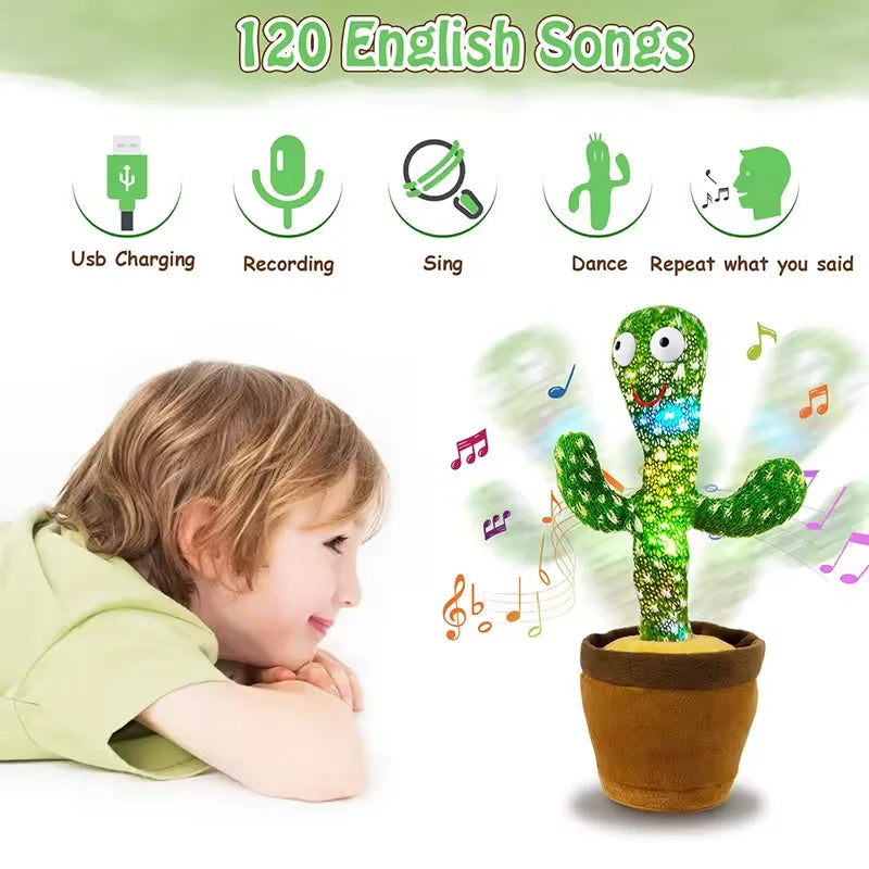 Dancing Cactus Plush Toy – 120 Songs Speaker Talking Voice Repeat for Kids