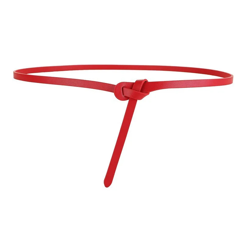 Cowhide Leather Ladies Belt – Soft Genuine Leather Knotted Strap Corset Belt, Gothic Retro Luxury Designer