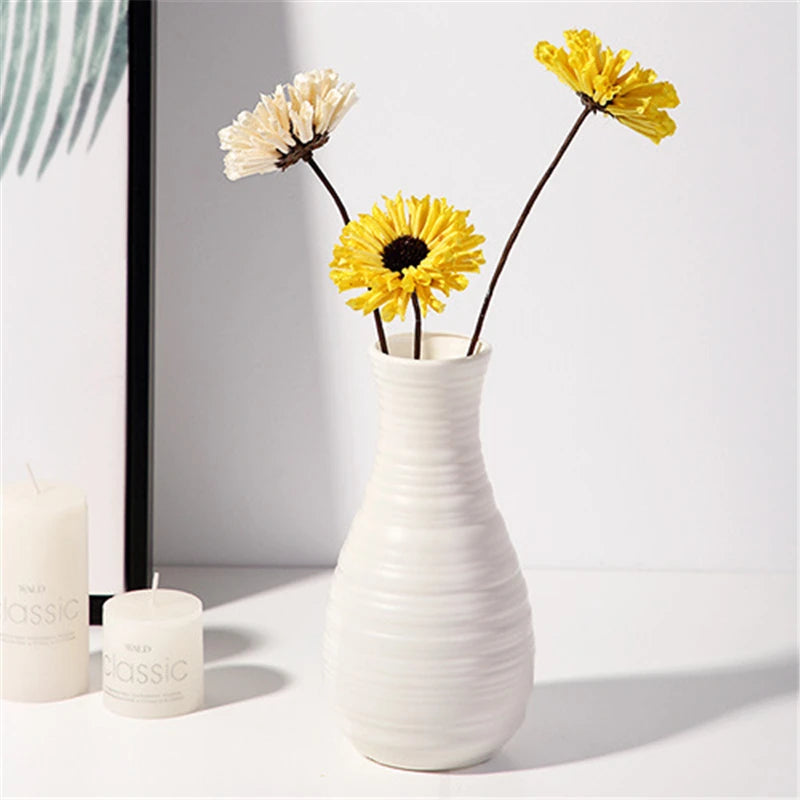 Nordic Flower Vase – Imitation Ceramic Plastic Vase for Home, Desktop & Event Décor