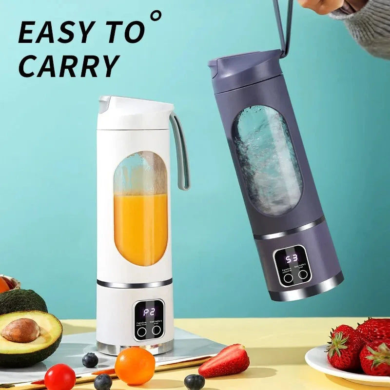 10-Blade Portable Fruit Juicer 450ml USB Rechargeable Blender