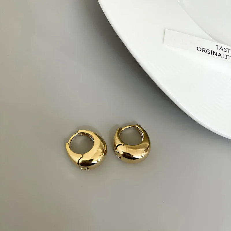 Stainless Steel Chunky Hoop Earrings – Smooth Round Circle Statement Jewelry for Women & Girls
