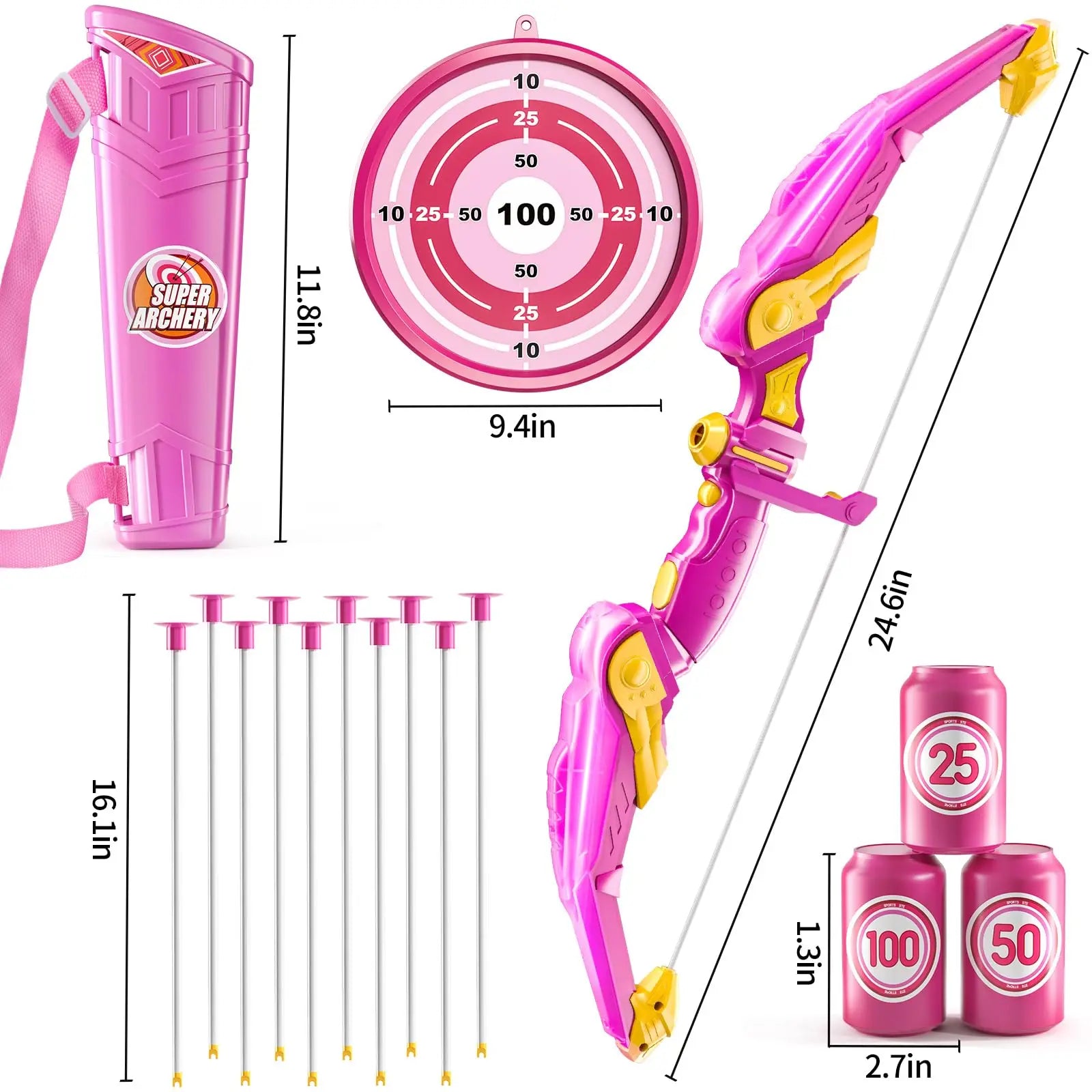 Kids LED Bow and Arrow Set – Light-Up Archery Toy with Target & Suction Arrows