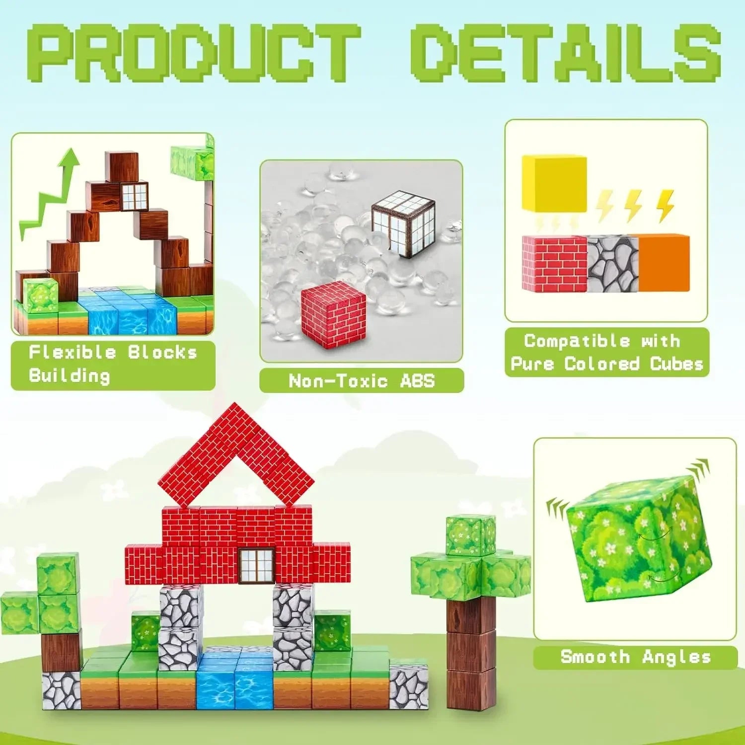 Magnetic Building Blocks Mine World Set – Educational Stacking Magnet Cubes for Kids