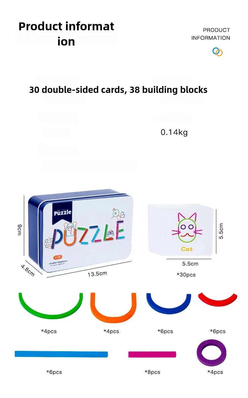 Kids Wooden Shape Board – Montessori Early Education Puzzle & Building Toy