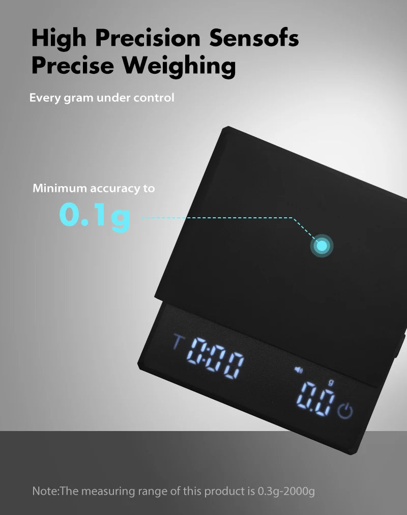 AliKisscafe Digital Coffee Scale – 0.1g High Precision Barista Tool