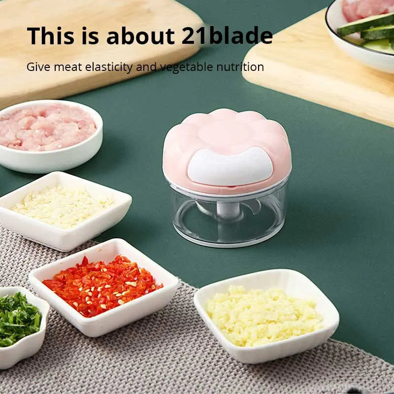 Manual Garlic Masher Hand Pull Blender Kitchen Tool Blue/Pink
