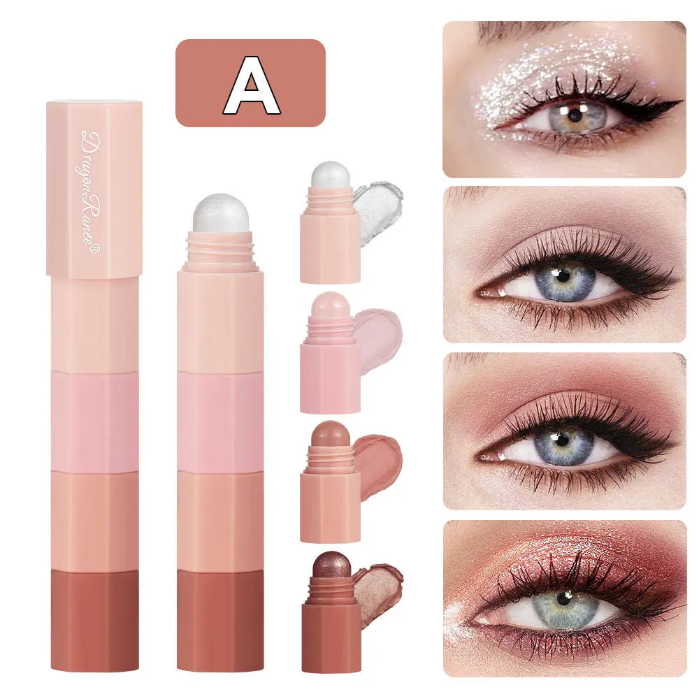 Dragon Ranee Eyeshadow Pencil 4 Colors/Set Waterproof Non-Smudge Highlighter Stick Pearlescent Matte Silkworm Lazy Eye Makeup