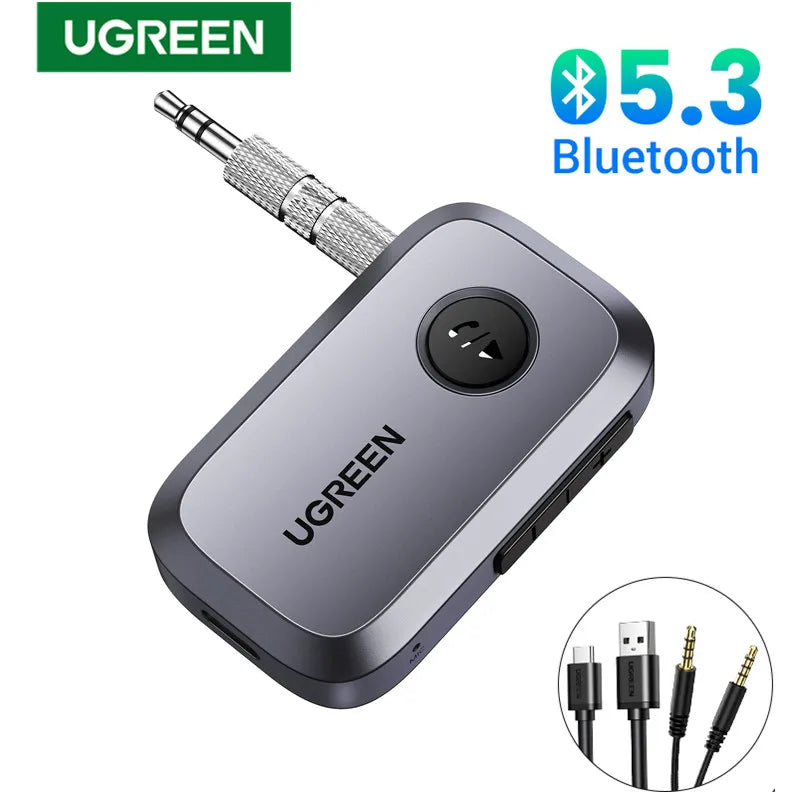 UGREEN Bluetooth Audio Receiver – Wireless 3.5mm Car Adapter, Handsfree Bluetooth 5.3