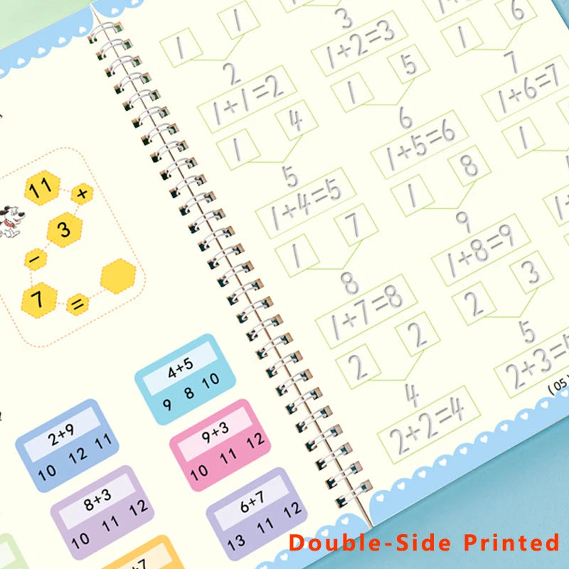 4pcs Magic Groove Copybook Set – Reusable Calligraphy Practice Books & Pen for Kids Learning English Writing