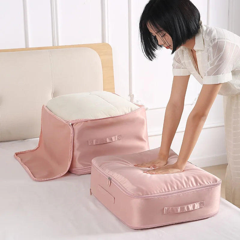 1pc Compression Organizer Bag Large Capacity Down Jacket Duvet Storage Bag Foldable Luggage Suitcase Organizer Compressed Travel