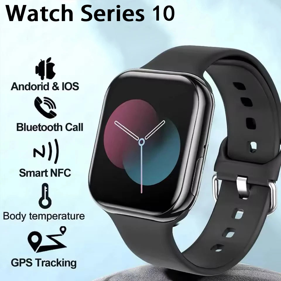 New 2025 Apple GPS Watch 10 – AMOLED Smartwatch with NFC, Bluetooth Calling, Music Memory & Waterproof Fitness Tracker