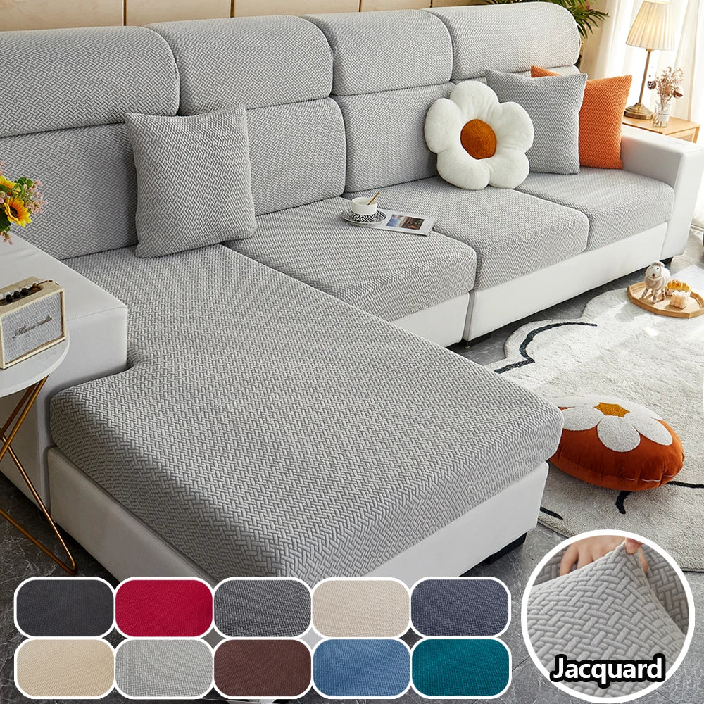 Jacquard Twill Elastic Sofa Slipcover – Stretch Furniture Protector for Home & Office Decor