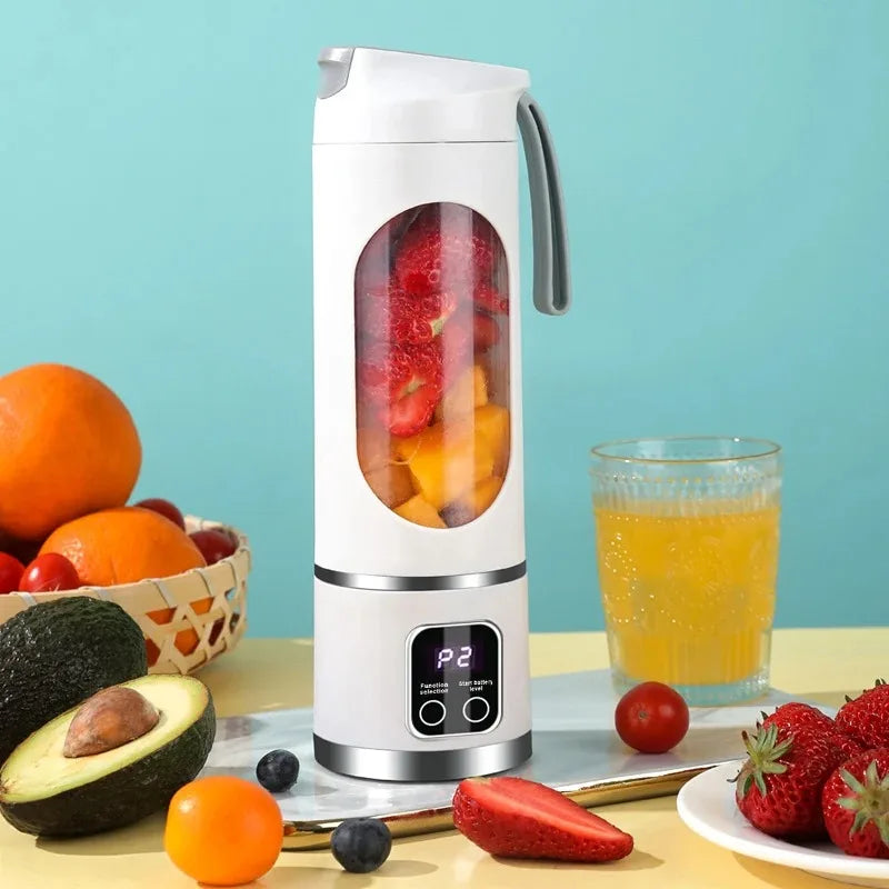 10-Blade Portable Fruit Juicer 450ml USB Rechargeable Blender