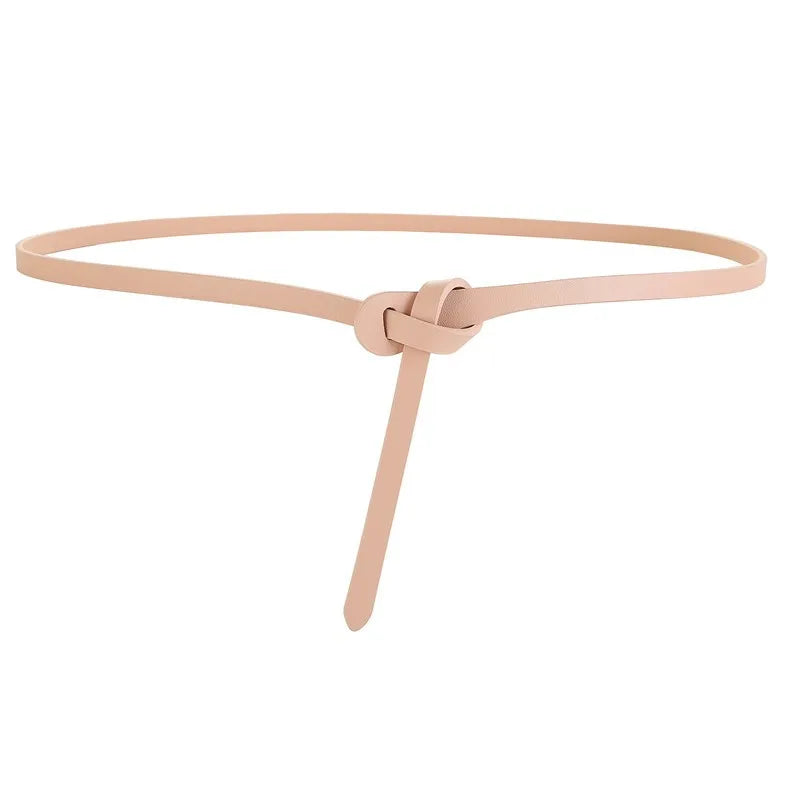 Cowhide Leather Ladies Belt – Soft Genuine Leather Knotted Strap Corset Belt, Gothic Retro Luxury Designer