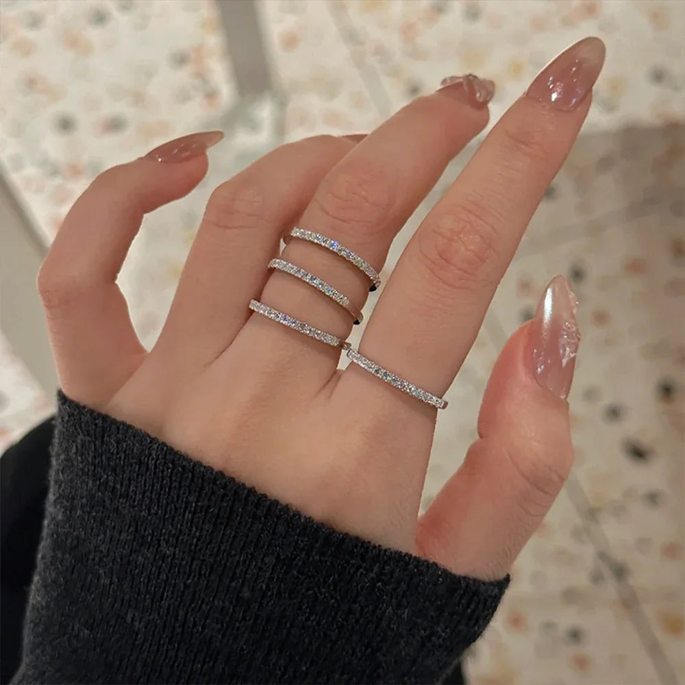 Houtros Moissanite Diamond Stackable Ring – 925 Sterling Silver 18K Gold Half Eternity Band for Women