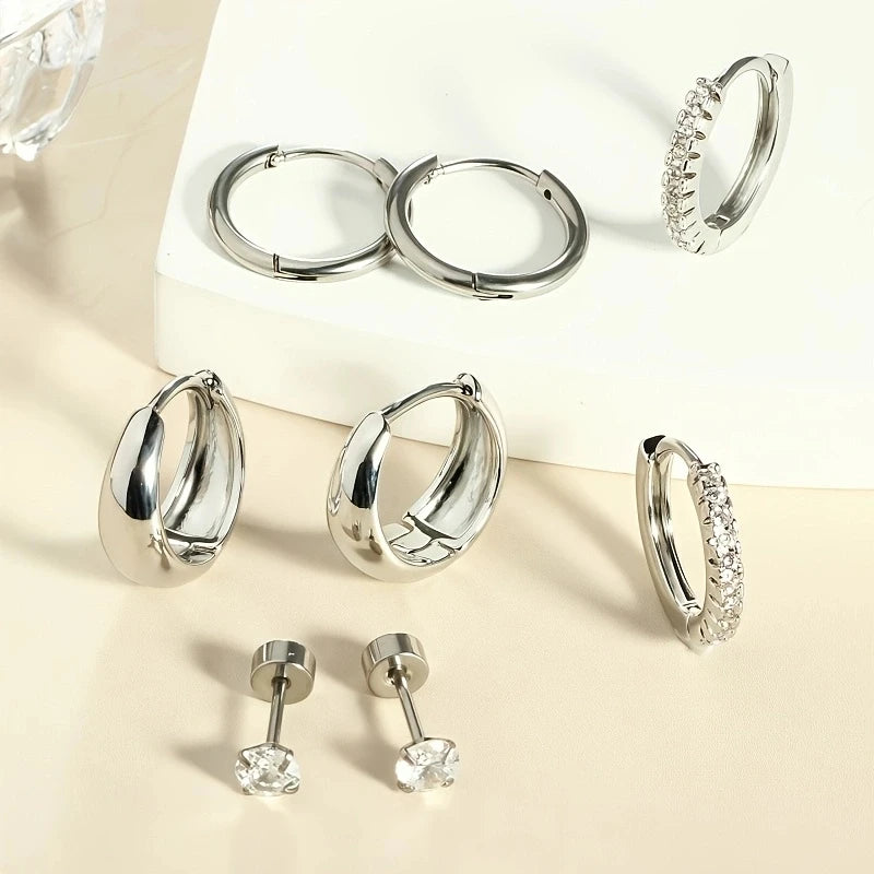 8pcs Hypoallergenic Thick Earrings Set – Stylish Cartilage Jewelry for Women