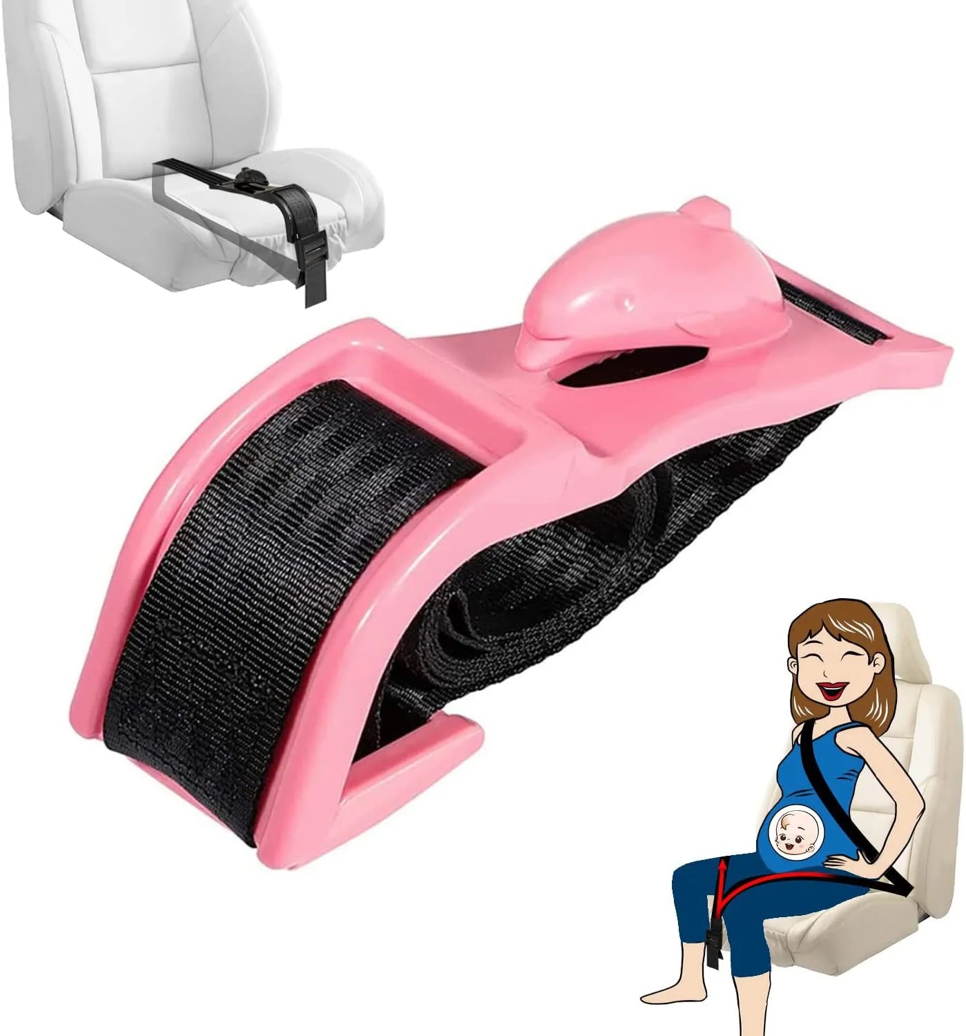 SafeBelly ™ - Maternity Car Seat Belt Protector and Belly Support for Expecting Mothers Adjustable Safety Belt Extender