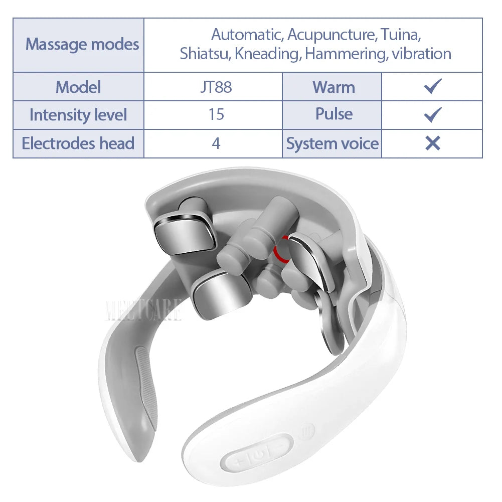 Smart Heated Neck & Back Massager – Wireless TENS Pulse Muscle Relaxer for Shoulder & Pain Relief