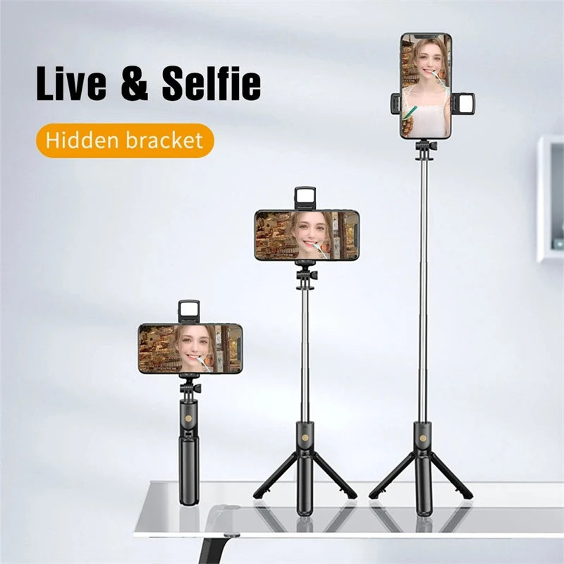 Wireless Selfie Stick Tripod with LED Light & Bluetooth Remote – Extendable Phone Stand for iPhone, Android & TikTok Live Streaming