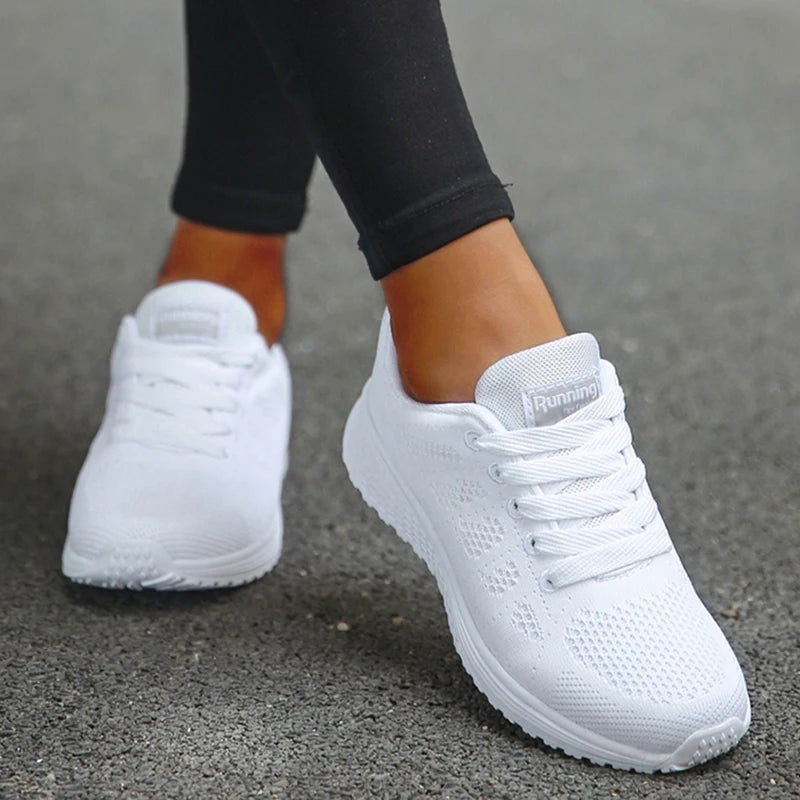 2025 Women’s Breathable Mesh Sneakers – Fashionable Lace-Up Trainers for Comfort & Style