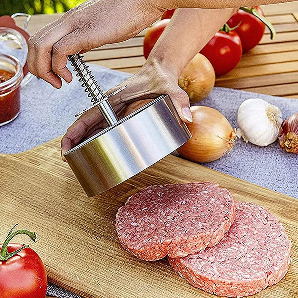 Stainless Steel Hamburger Press Non-Stick Burger Patty Maker