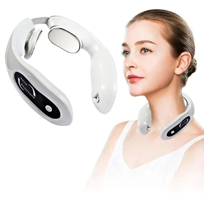 Intelligent Neck Massager Portable Pain Relief & Relaxation Device – Gray, Battery Operated