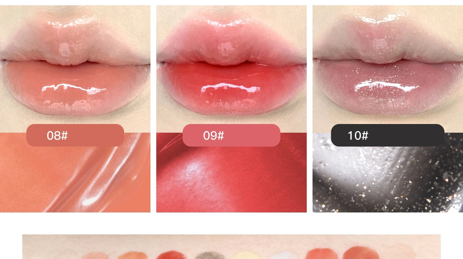 FLORTTE 10-Color Lip Palette – Glossy, Moisturizing & Pigmented Lip Gloss & Lipstick Set