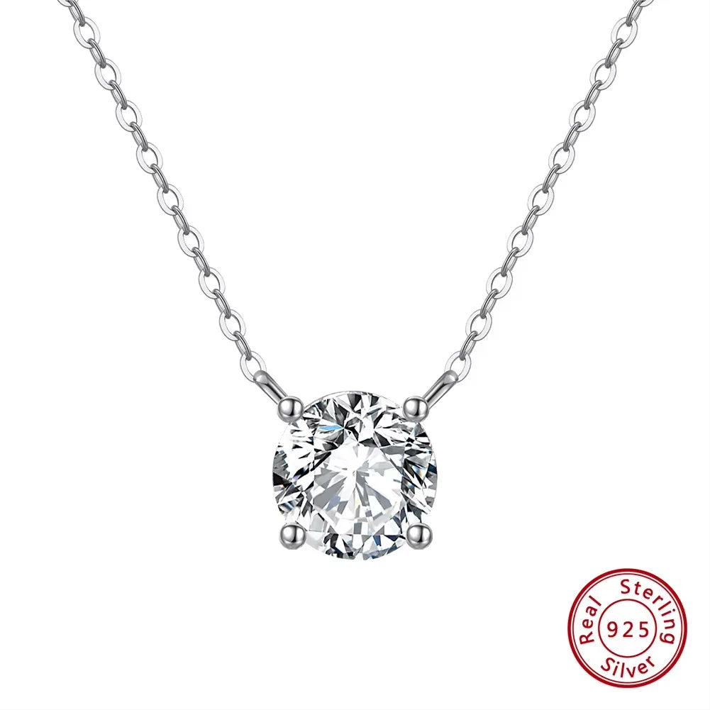 ORSA JEWELS 925 Sterling Silver Solitaire Cubic Zirconia Pendant Necklace – Classic Dainty Jewelry for Women